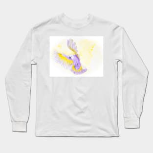 Flying cockatoo yellow and purple - wild bird watercolor painting Long Sleeve T-Shirt